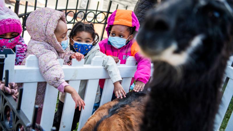 Children wearing face masks