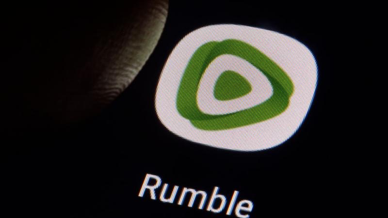 Rumble is displayed on the screen of an iPhone on January 12, 2021.