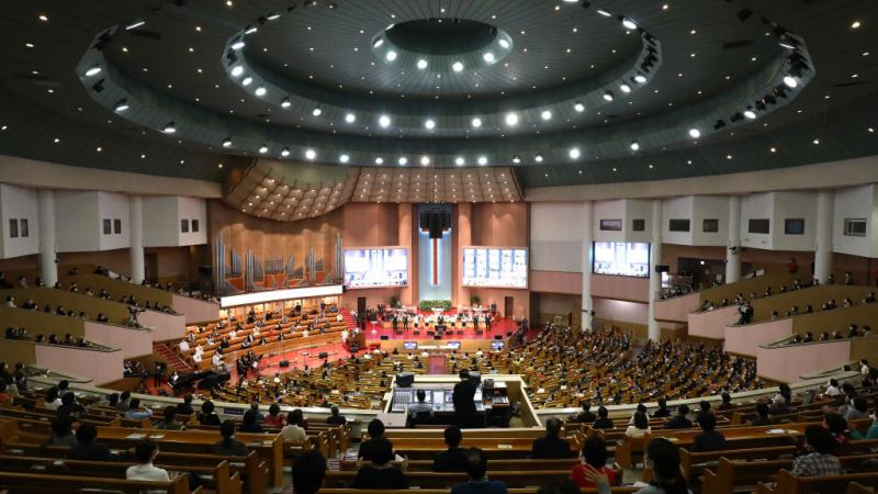 Christians attend Easter Service at Yoido Full Gospel Church in Seoul, South Korea on April 4, 2021