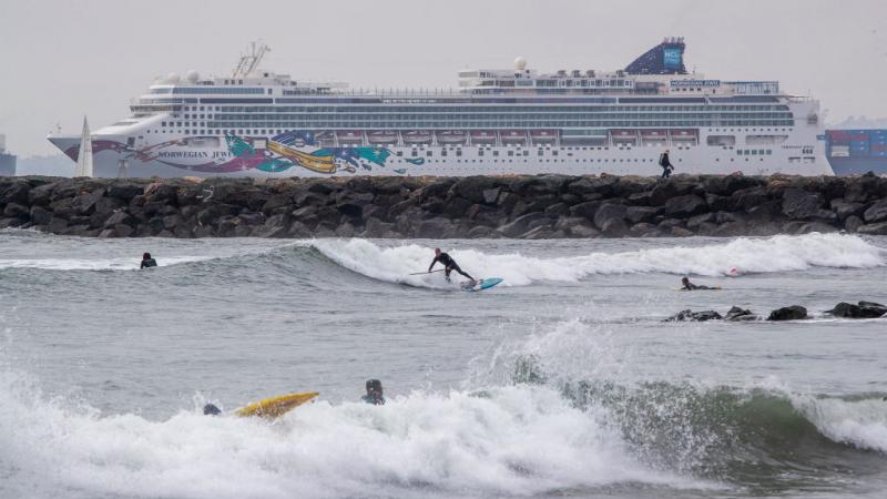The Norwegian Jewel at Long Beach, CA, Jan. 2021