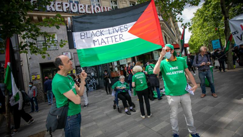 Palestinian and Black Lives Matter protesters.