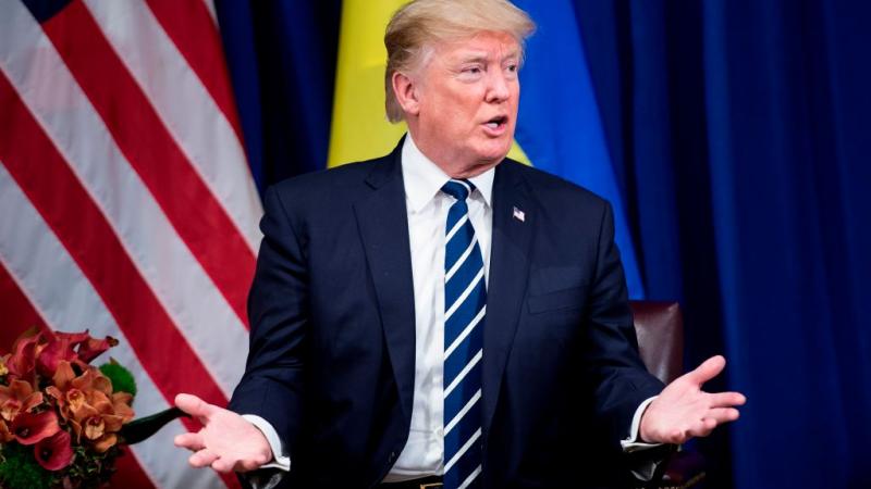 President Trump with the Ukraine flag.