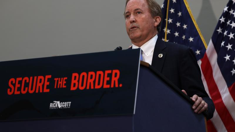 Texas Attorney General Ken Paxton speaks at a news conference on the U.S. Southern Border and President Joe Biden’s immigration policies, in the Hart Senate Office Building on May 12, 2021 in Washington, DC.