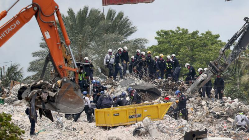 Rubble of Surfside condominium.