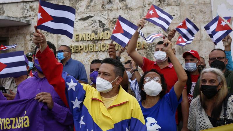 Venezuela protest in support of Cuba