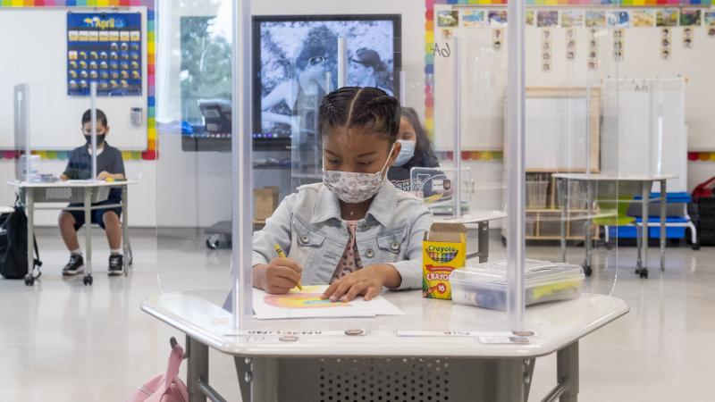Masked California student