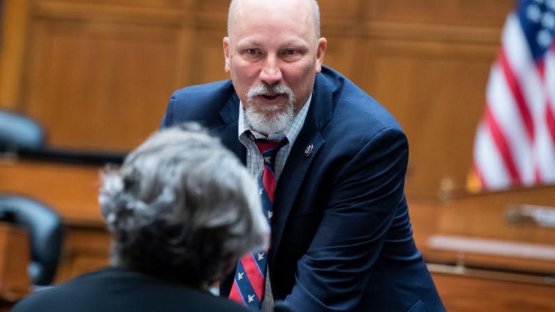 Chip Roy, R-Texas, talks with Democratic Texas State Representative Senfronia Thompson