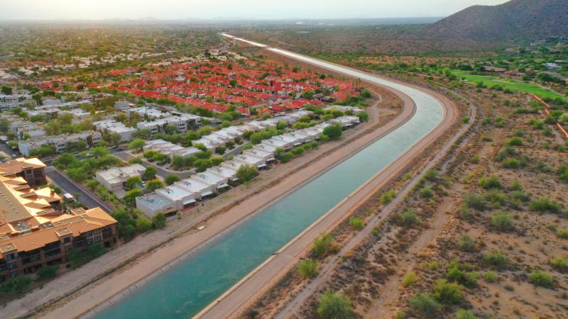 The Hayden-Rhodes Aqueduct, fed by the Colorado River, runs through Scottsdale, Arizona.