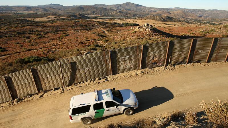 US Border Patrol agents carry out special operations near the US-Mexico border fence