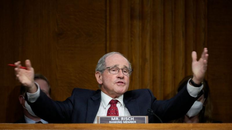 Ranking member Sen. James Risch (R-ID) questions U.S. Secretary of State Antony Blinken during a Senate Foreign Relations Committee hearing on Capitol Hill, September 14, 2021 in Washington, DC
