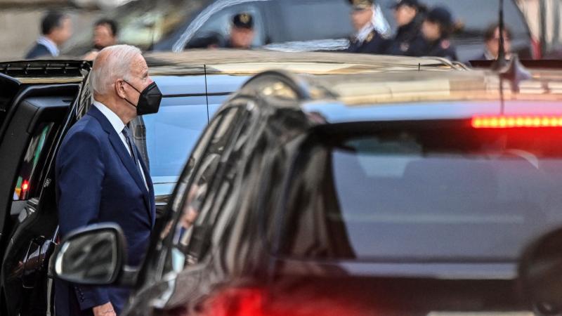 US President Joe Biden prepares to get into his car as he leaves the Chigi palace in Rome on October 29, 2021, following a meeting with the Italian prime minister, ahead of an upcoming G20 summit of world leaders to discuss climate change, covid-19 and the post-pandemic global recovery.