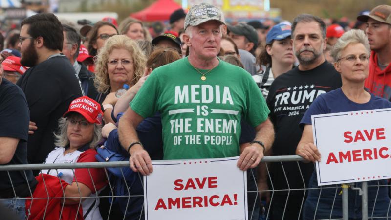 Rallygoers at former President Trump's Oct. 9 rally in Iowa
