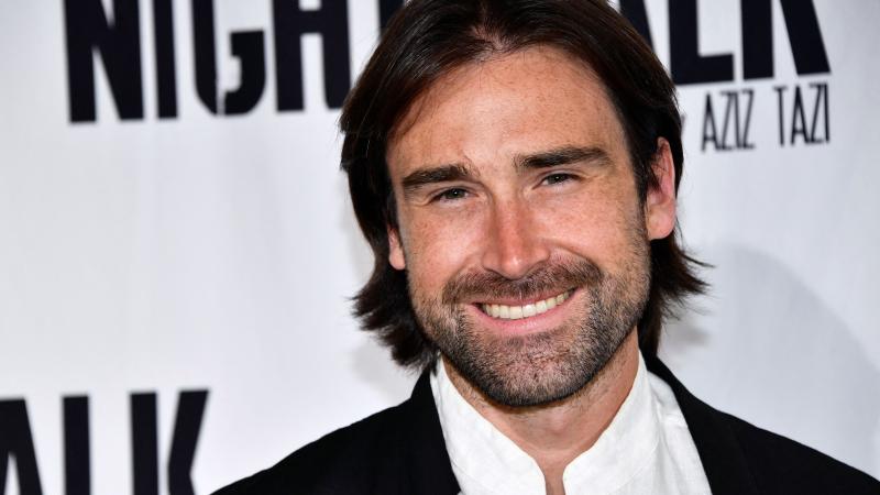 US actor Sean Stone arrives for a special red-carpet screening of "Night Walk" at the Landmark Theatre in Los Angeles, June 13, 2021.