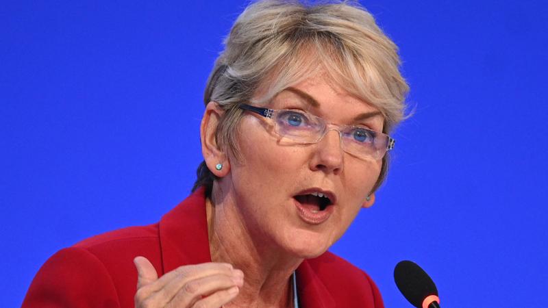 US Secretary of Energy Jennifer Granholm addresses a session at the COP26 UN Climate Summit in Glasgow on November 4, 2021.