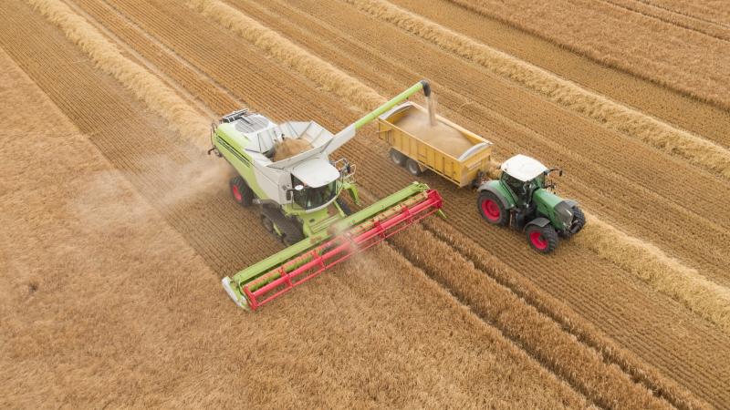 A combine harvester at work