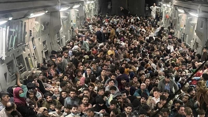 U.S. plane with 823 Afghan citizens departs Kabul, Aug. 15, 2021. (U.S. Air Force courtesy photo)