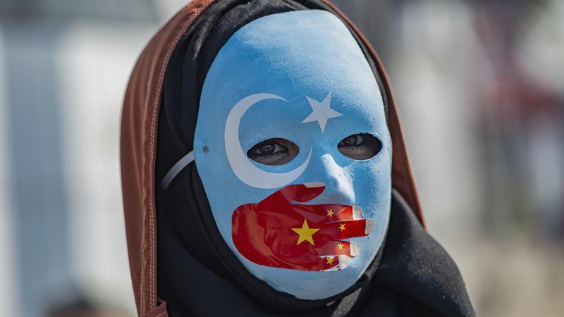 Uyghur protestor, Istanbul, Oct. 2019