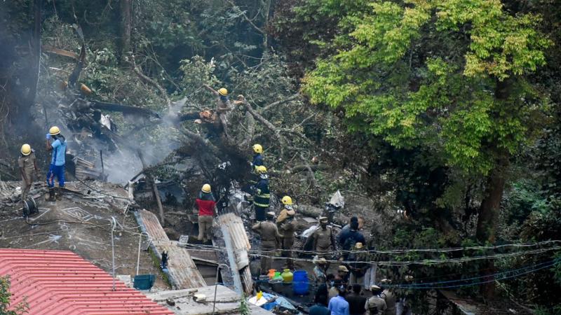 A helicopter carrying India's defence chief General Bipin Rawat crashed, the air force said