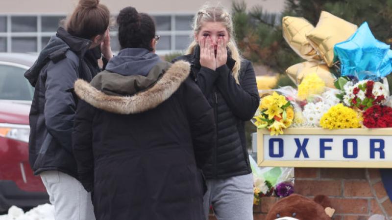 Mourners at Oxford High School, Michigan, Dec. 01, 2021