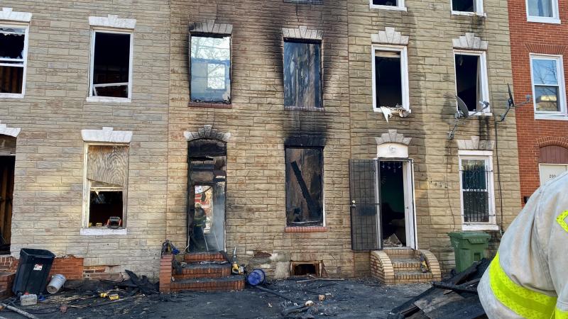 Building collapse after fire, Baltimore, Jan. 24, 2022