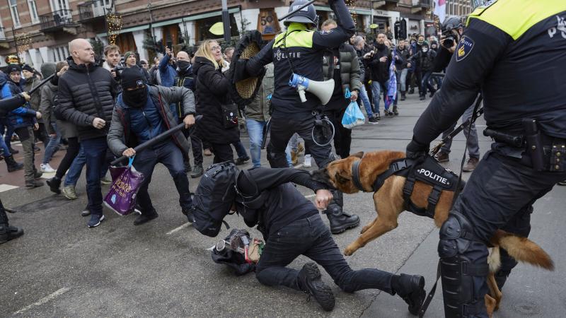 Anti-lockdown protest, Amsterdam, Jan. 1, 2022