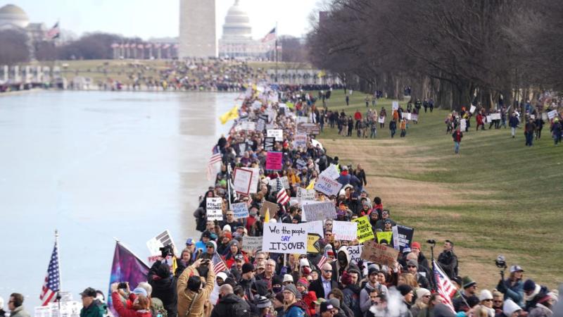 Marchers attend an anti-mandate rally in Washington, D.C.