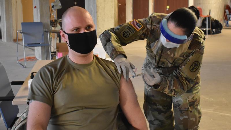 Soldier receives COVID vaccine, Jan. 8, 2021