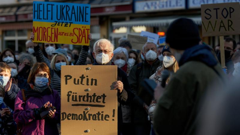 An anti-Putin demonstration in Koblenz, Germany, Feb. 26