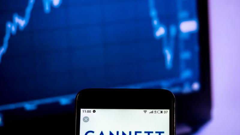 Gannett Media company logo seen displayed on a smartphone