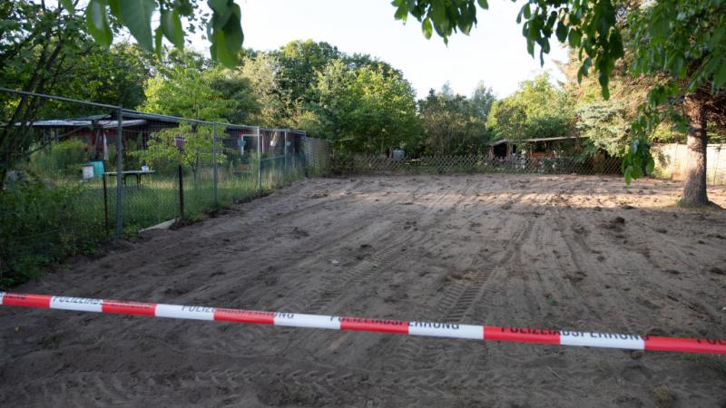 Sand can be seen on the allotment garden plot near Seelze after the police action in the case of little Maddie McCann who disappeared 13 years ago has ended