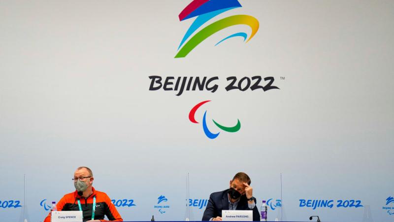 International Paralympic Committee president Andrew Parsons and Craig Spence, spokesman of the International Paralympic Committee 