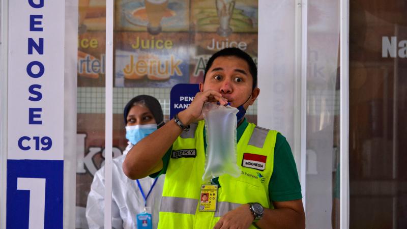 COVID breath test, Blang Bintang, Indonesia, April 25, 2021