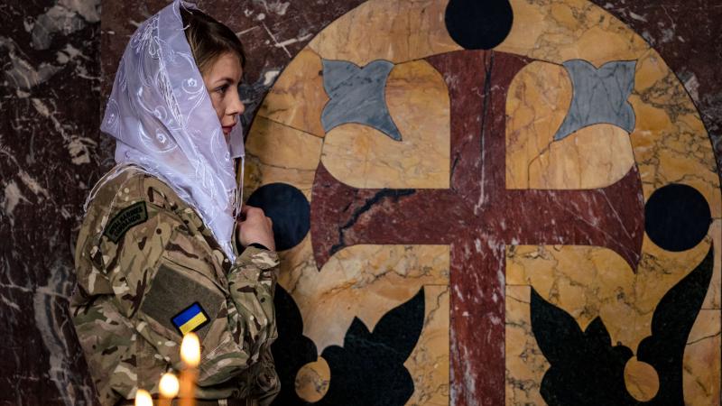 Female Ukrainian soldier, Orthodox Easter, Kyiv, April 24, 2022