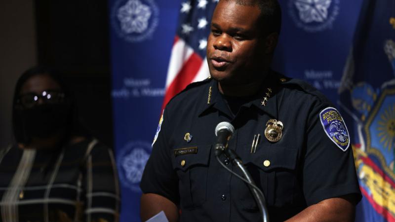 olice Chief La'Ron Singletary addresses members of the media during a press conference related to the ongoing protest in the city on September 06, 2020