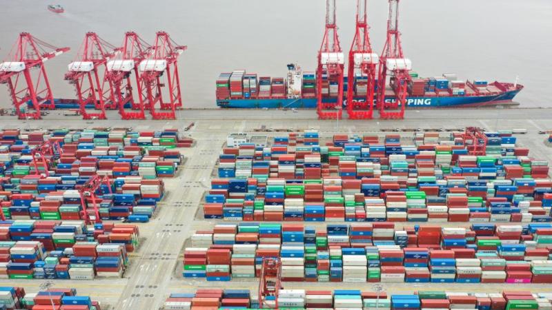 Shanghai's Yangshan Port in east China, Apr. 15, 2022