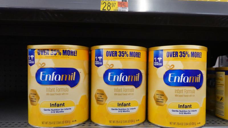 Cans of Enfamil in an Illinois Walmart, Jan. 2022
