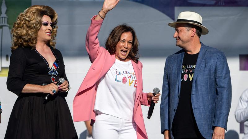 Drag queen, Kamala Harris, Doug Emhoff, Washington, D.C., June 12, 2022