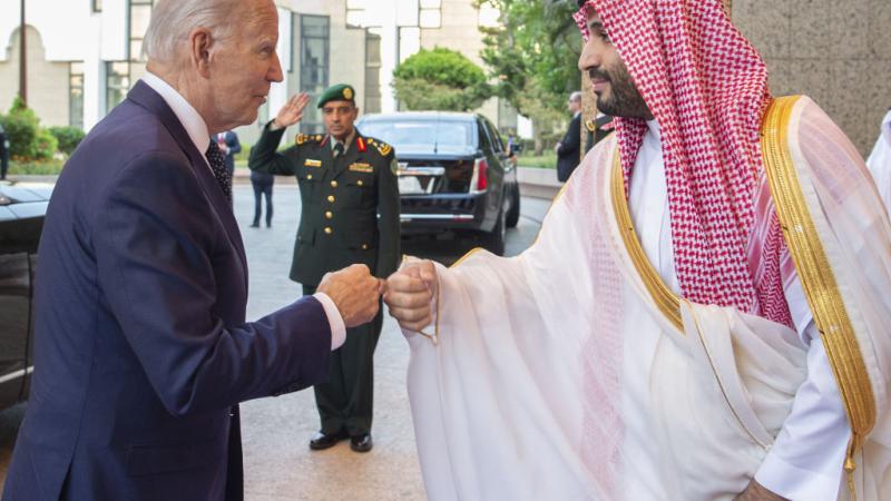 Biden fist-bumps Saudi Arabian Crown Prince Mohammed bin Salman, Jul. 15
