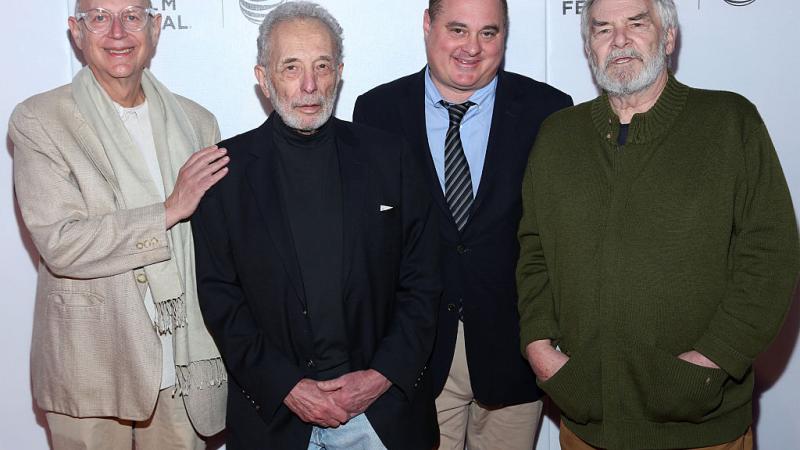 Sean Kelly (r) with National Lampoon writers Ed Subitzky (l) and Sam Gross (2nd from left), 2015