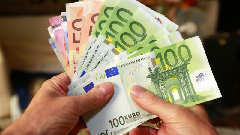 Handful of Euros, stock photo