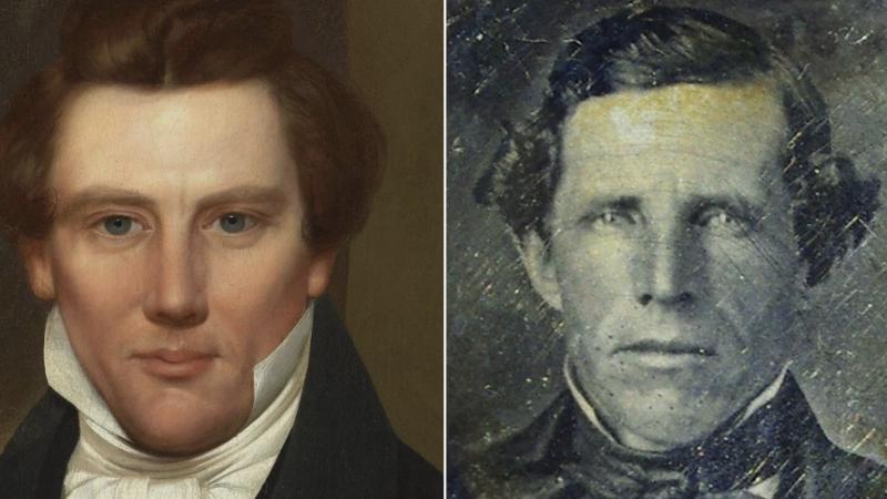 The photo of Smith next to an oil painting