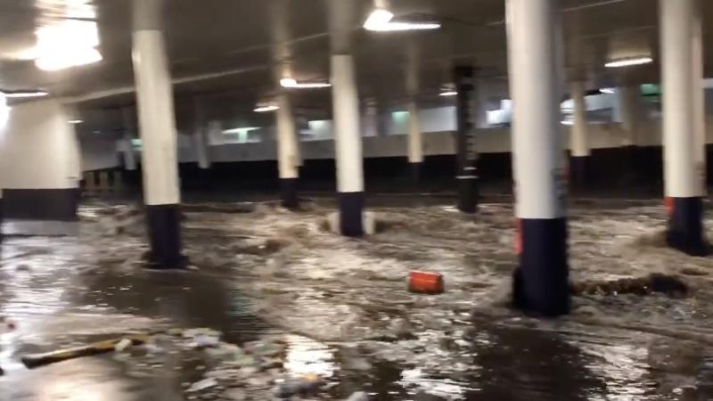 A flooded parking garage in Las Vegas