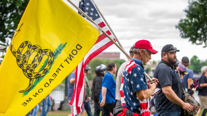 Gadsden flag, Portland, Ore., Aug. 17, 2022