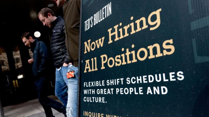 A hiring sign in the U.S., March 2022