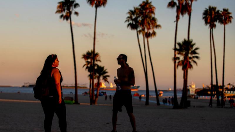 Pedestrians in Long Beach, Ca., Aug. 28, 2022
