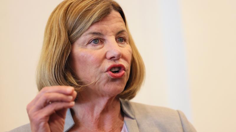 Democratic U.S. Senate candidate Trudy Busch Valentine speaks to supporters at the Kingside Diner on August 01, 2022 in St Louis, Missouri.