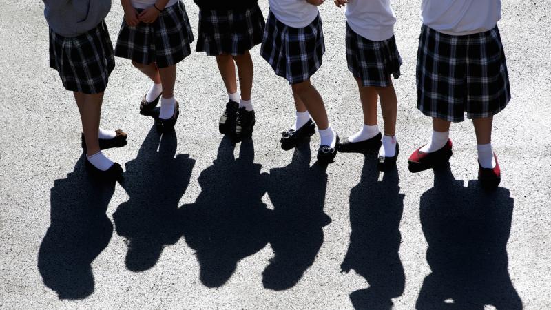 Uniformed school girls, stock image