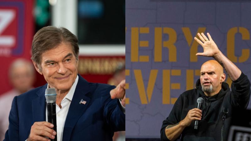 Senate candidates Mehmet Oz (R, Left) and John Fetterman (D)