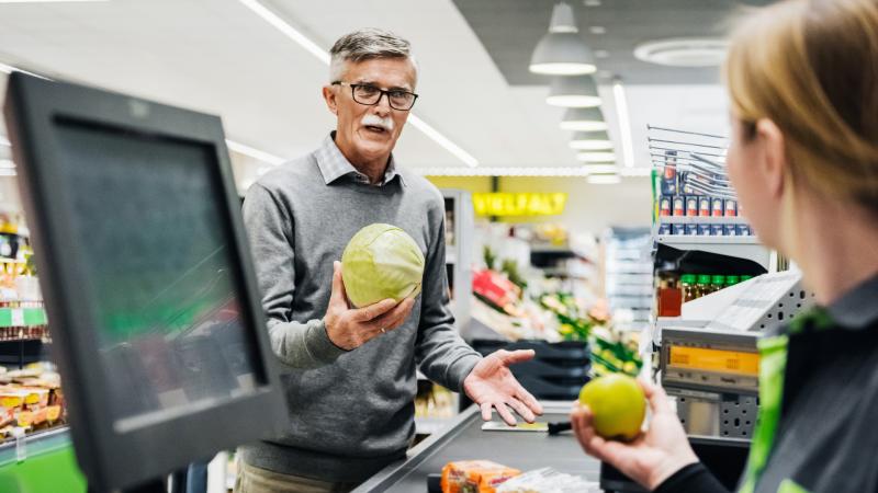 Grocery store checkout, stock photo
