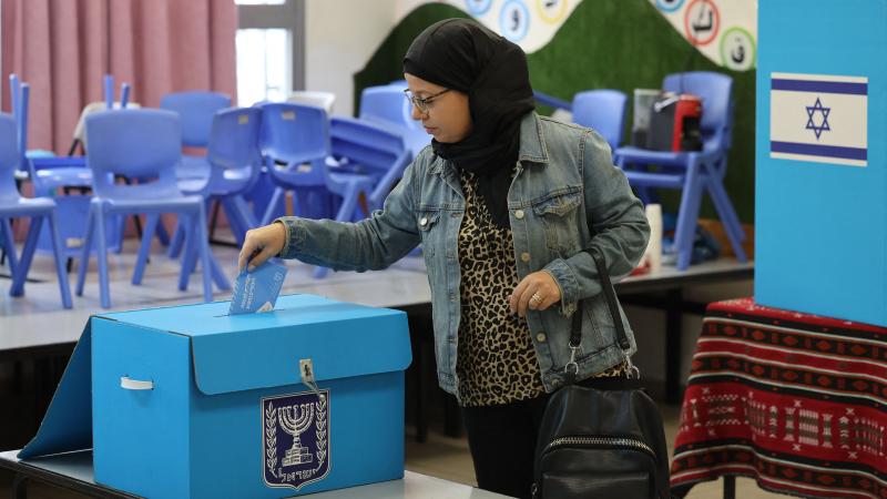 Arab Israeli woman votes, Taybeh, Israel, Nov. 1, 2022